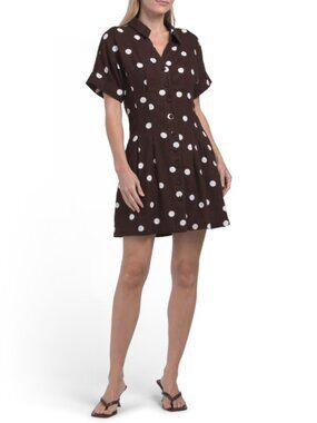RACHEL ZOE Linen Blend Pintuck Shirt Mini Dress